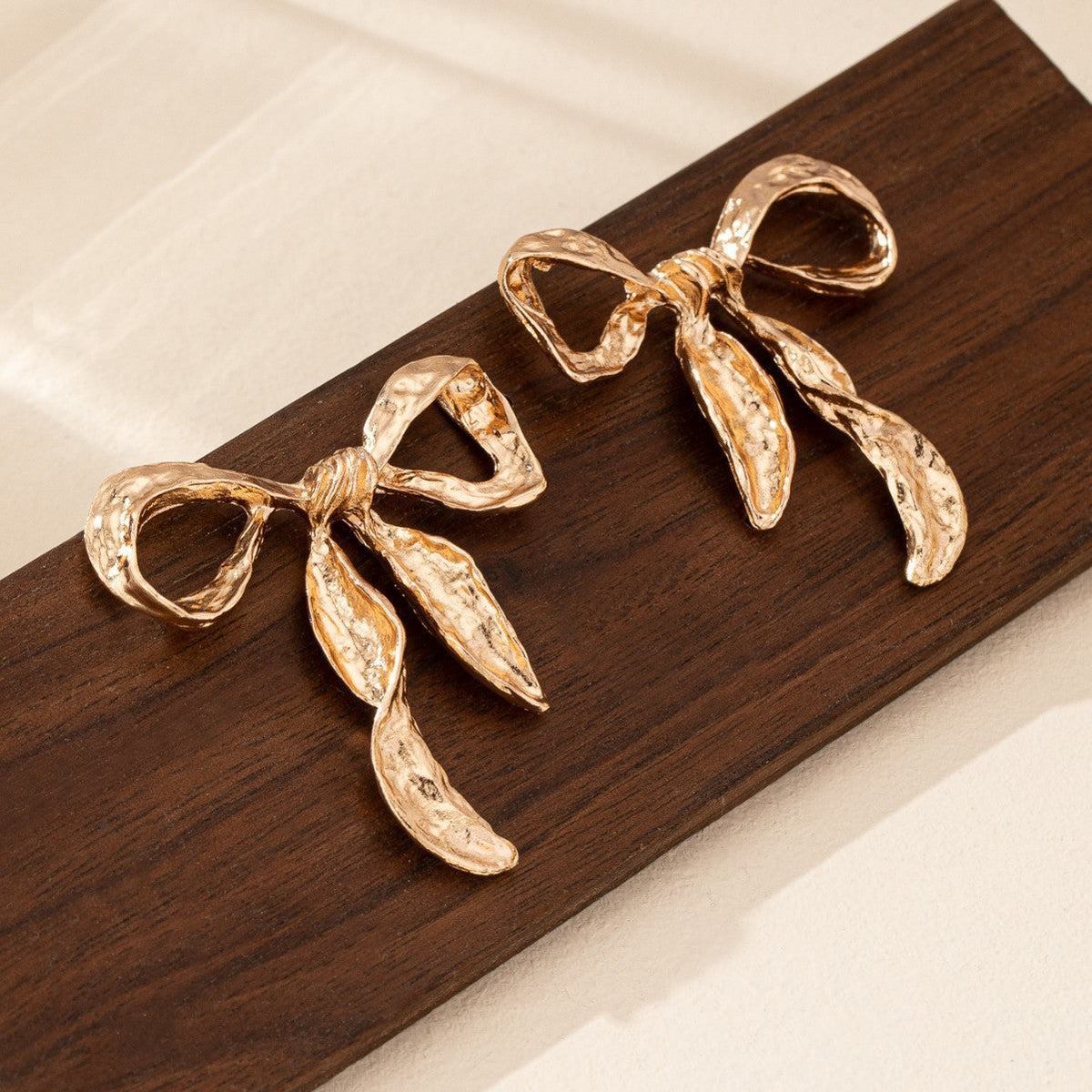 Liquid Irregular Ruched Bow Earrings