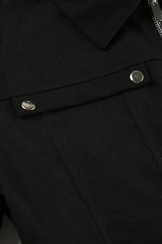 Rivet Lapel Safari Crop Jacke