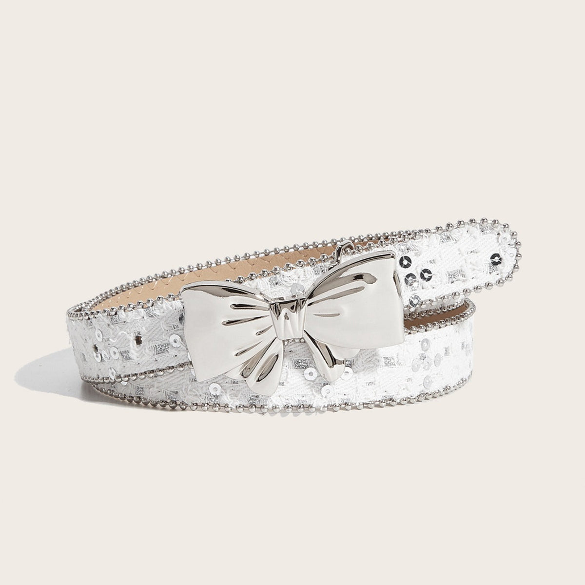 Denim Butterfly Buckle Beaded Statement Belt