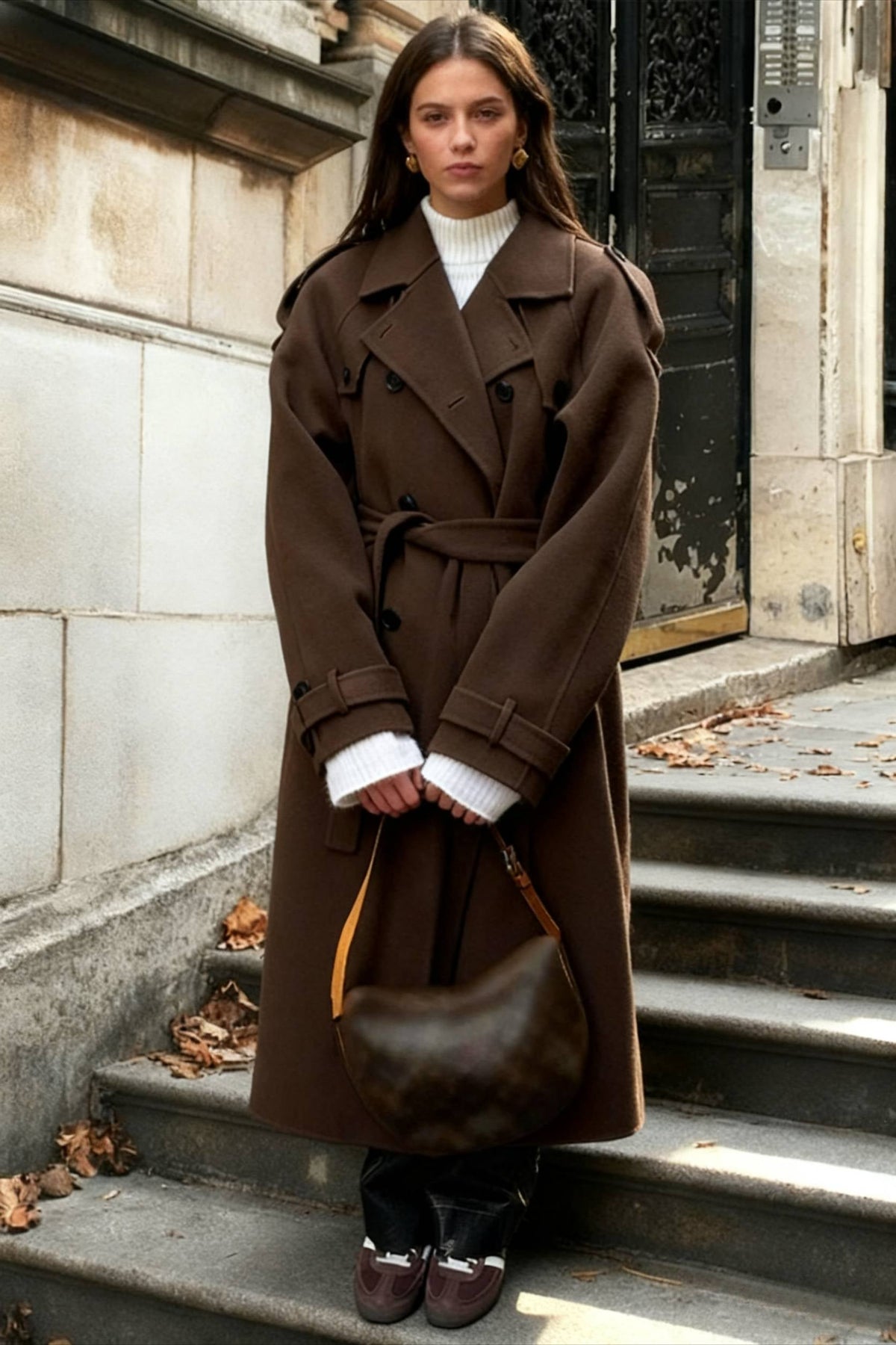 Casual Turn-Down Collar Double-Breasted Overcoat