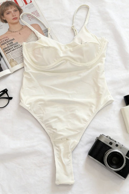 Solid Underwire Slim Fit One Piece Swimwear