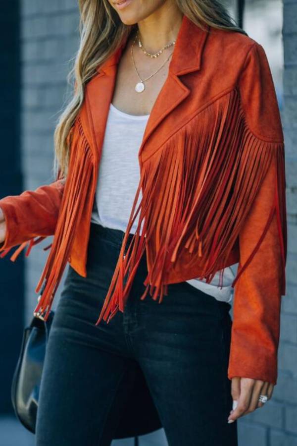 American retro tassel cropped jacket