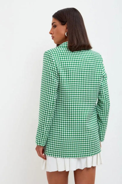 Casual Tweed Houndstooth Blazer