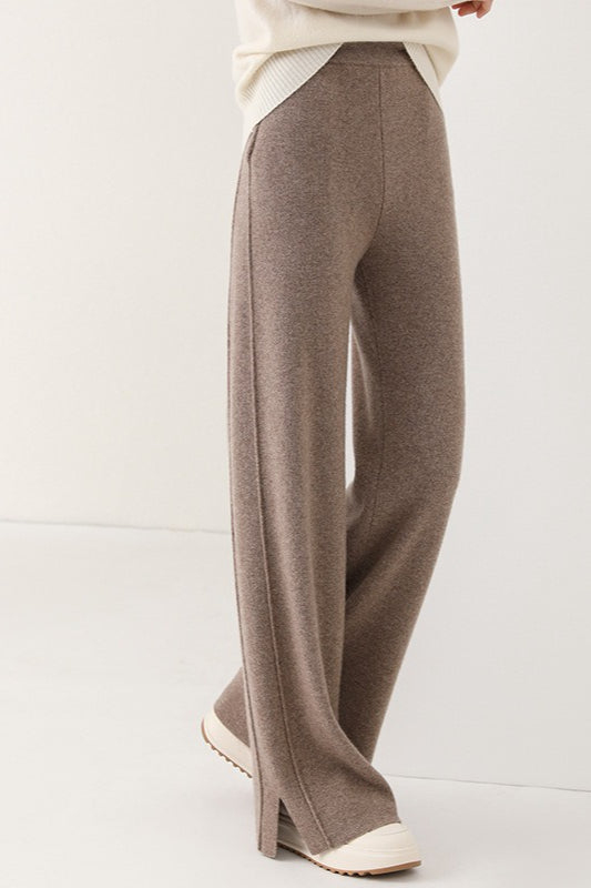Wool Soft Straight Split Knit Pants