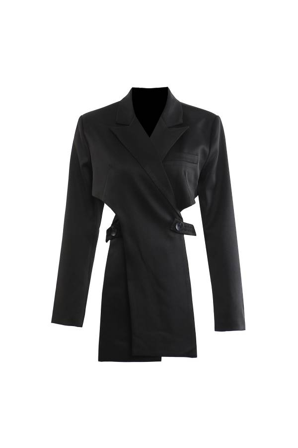 Deconstructed Cross Cut‑Out Waist Blazer