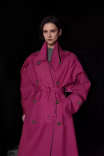 Korean British Double Breasted Elegant Mid Length Overcoat