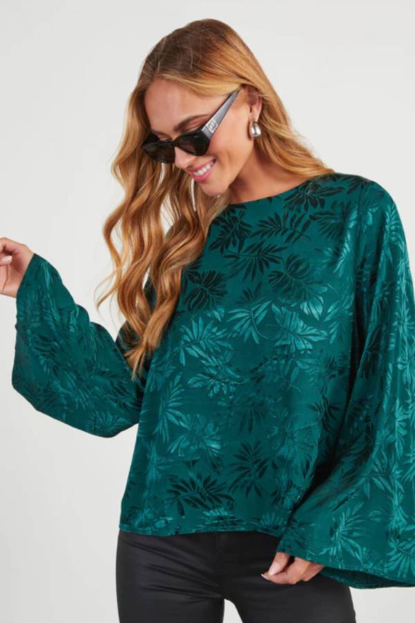 Odette Embossed Wide Sleeve Top