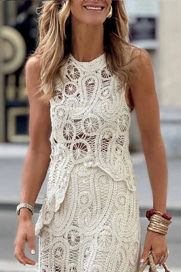 Casual Irregular Hollow Lace Tank Tops