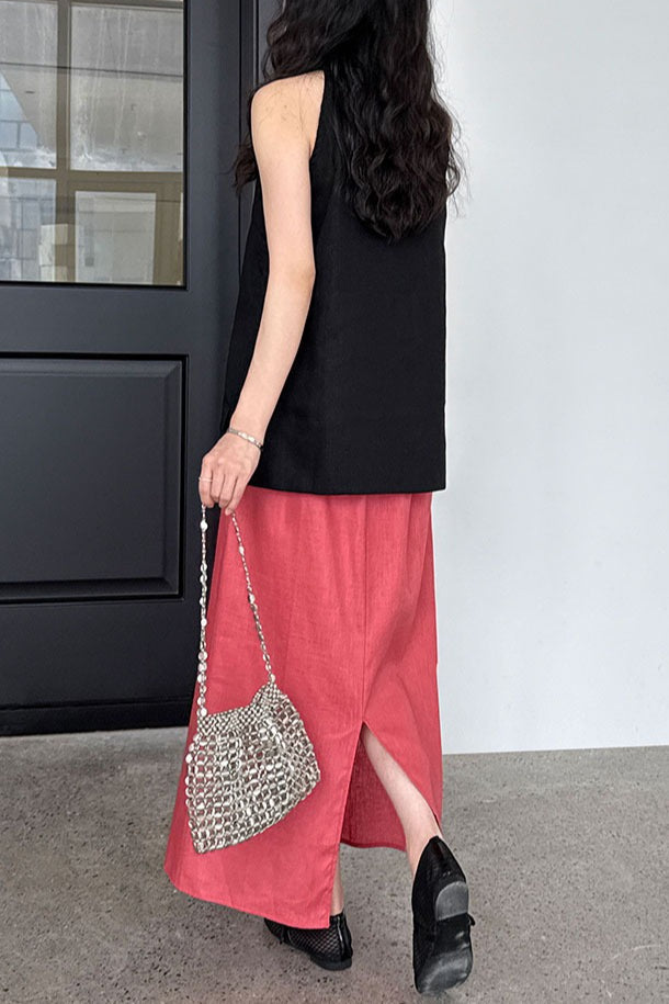Halter V Neck Linen Casual Tank Top
