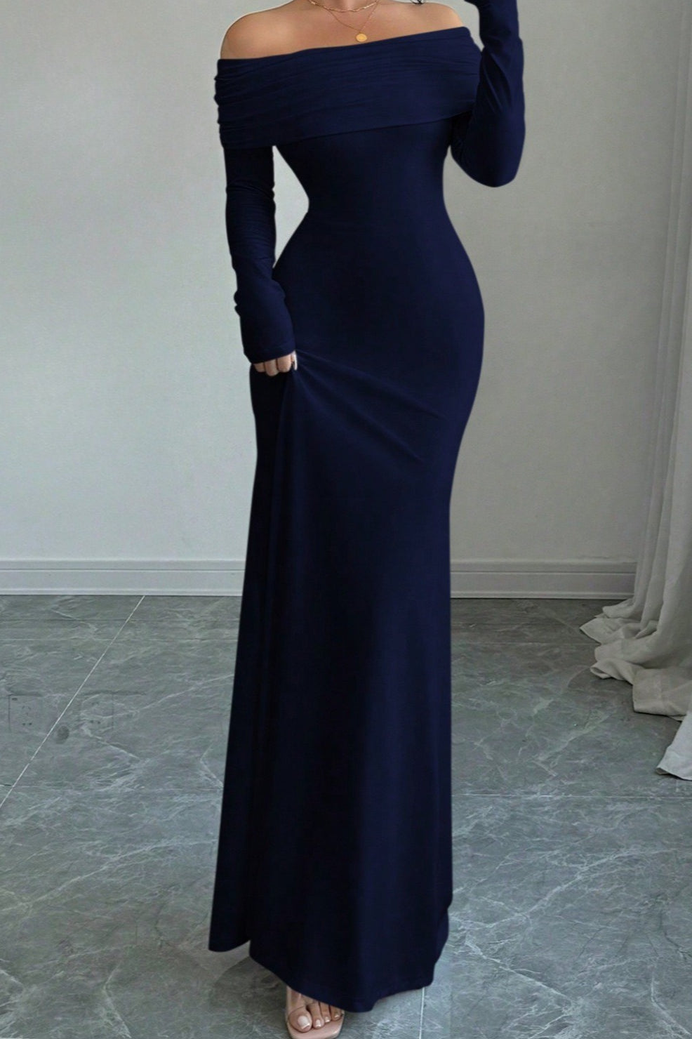 Off Shoulder Ruched Bodycon Formal Dress