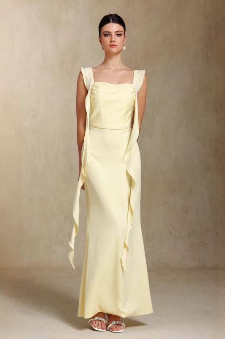 Elegant U Neck Sash Maxi Mermaid Prom Dress