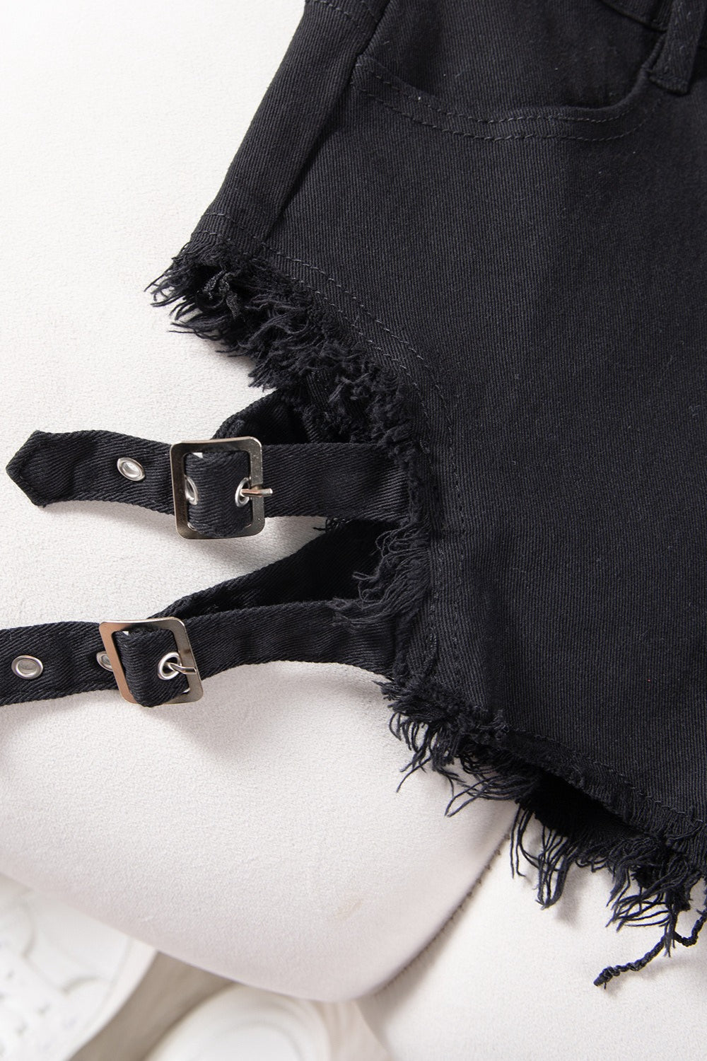 High Waist Distressed Slim Fit Denim Shorts