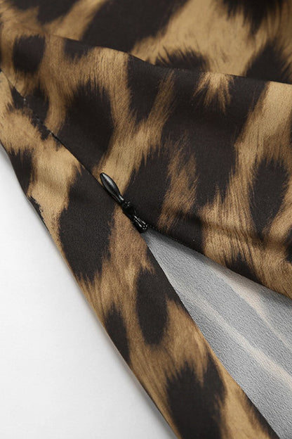 Sexy Chiffon Leopard Print Fishtail Maxi Skirt