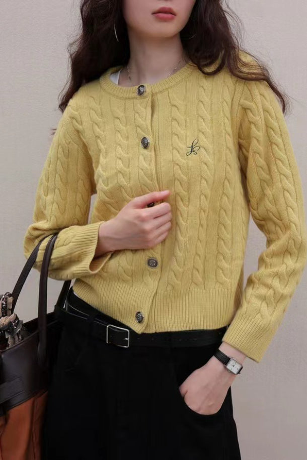 Fine Gauge Merino Cable Cardigan