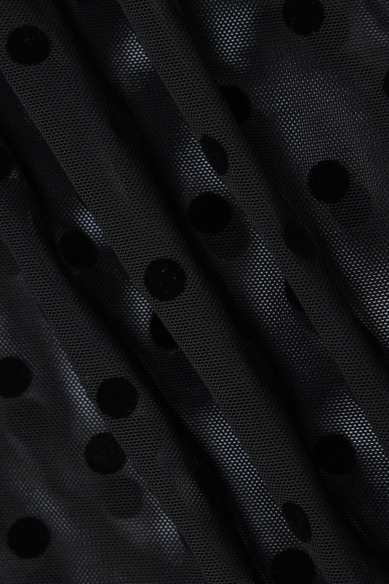 Polka Dot Mesh Halter Sheer Midi Skirt Set