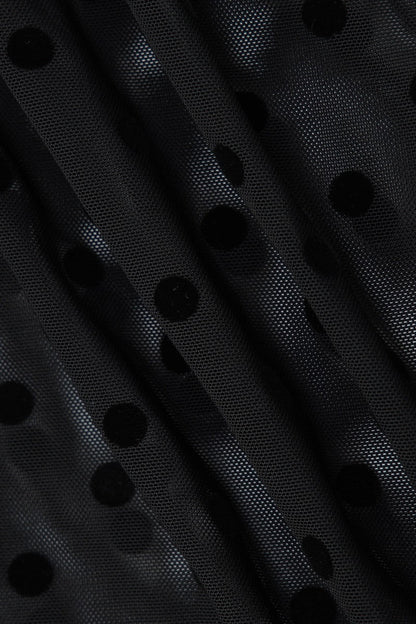 Polka Dot Mesh Halter Sheer Midi Skirt Set