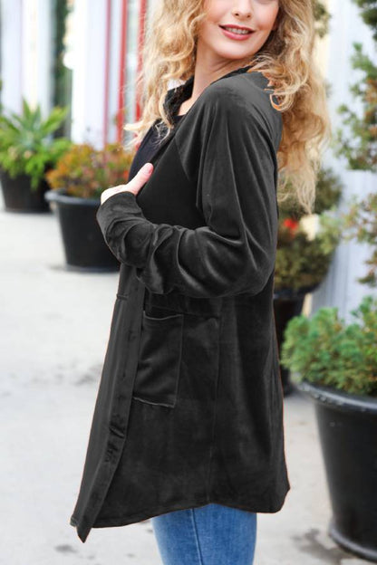 Rust Velvet Button Down Tunic Top