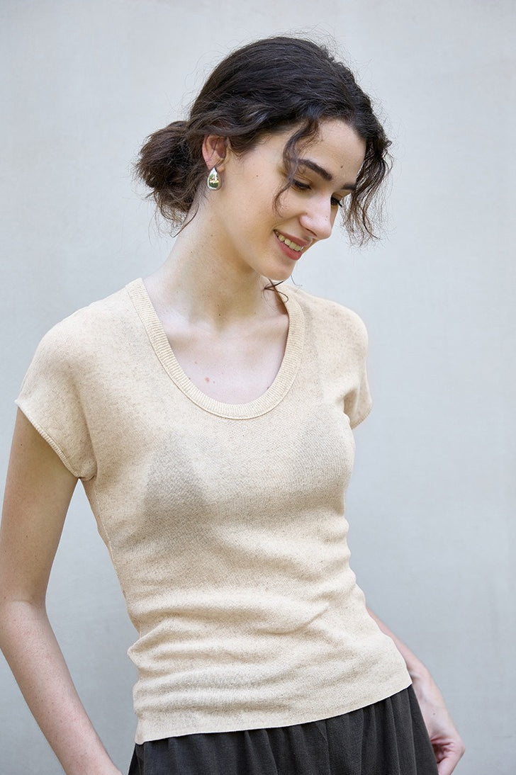 Textured Lyocell Linen Knit Top
