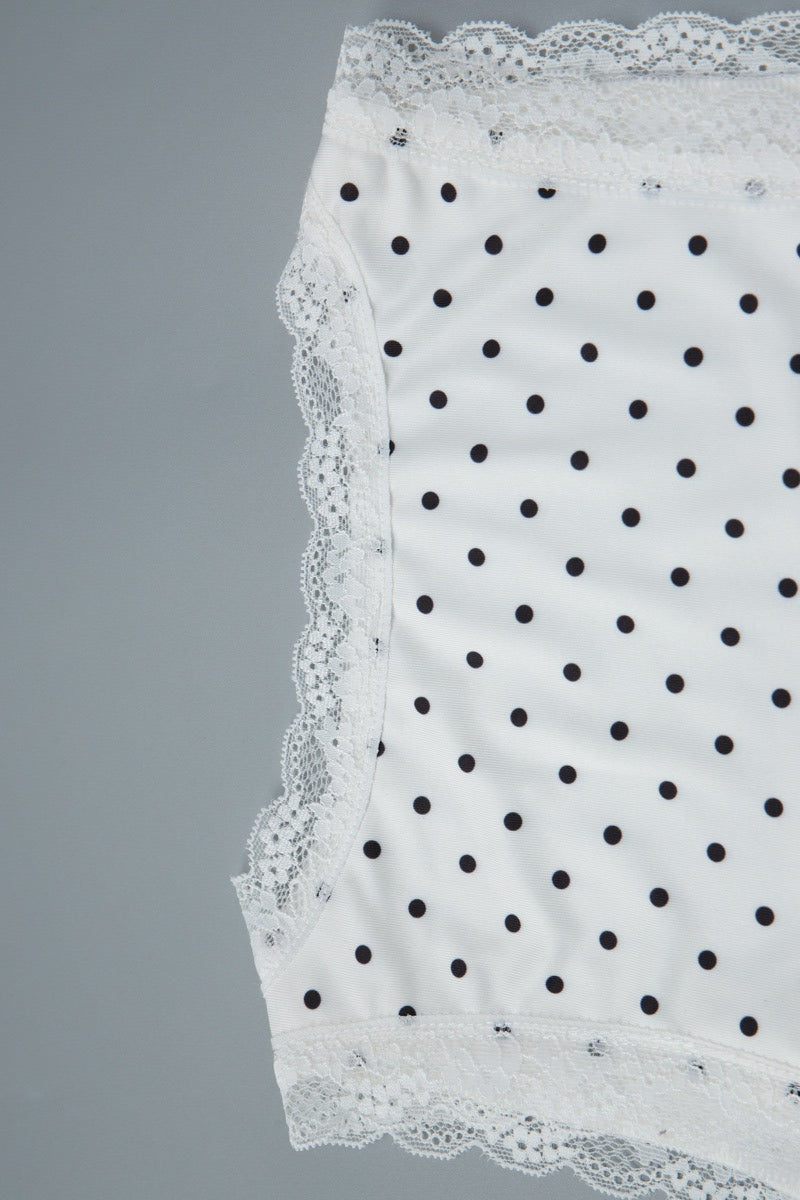 Polka Dot Lace Patchwork Bodycon Mini Dress