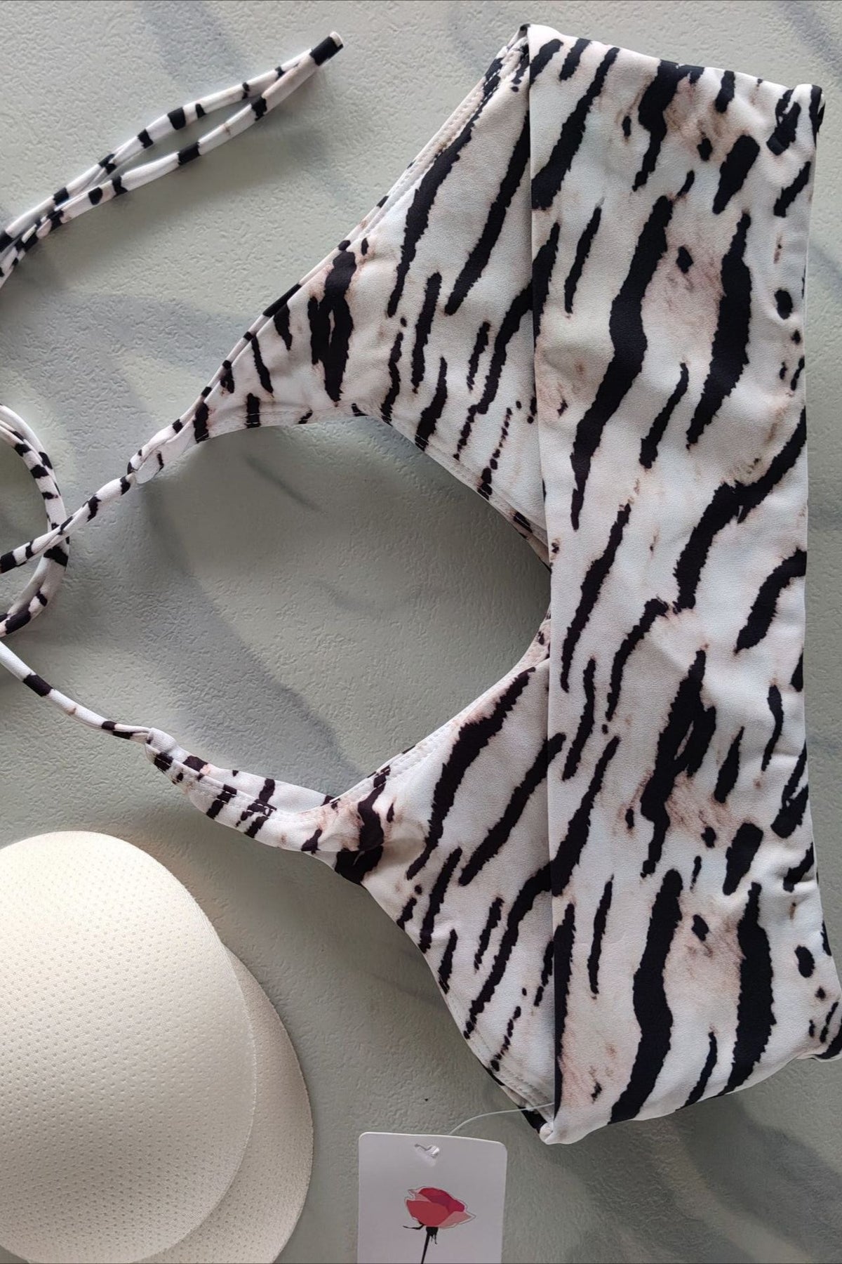 Sporty Zebra Print Halter Tank Top