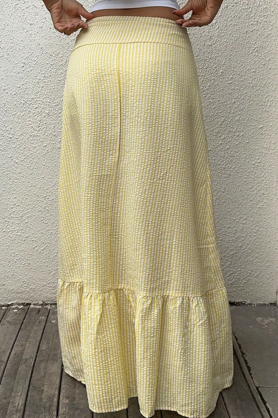 High-Waisted Striped Casual Skirt