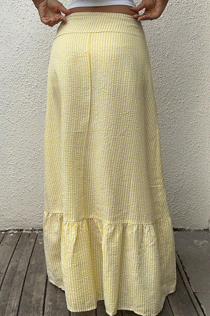High-Waisted Striped Casual Skirt