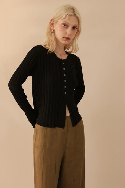 Slim Wool Crop Cardigan