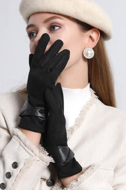 Fleece Lined Suede Winter Touchscreen Gloves