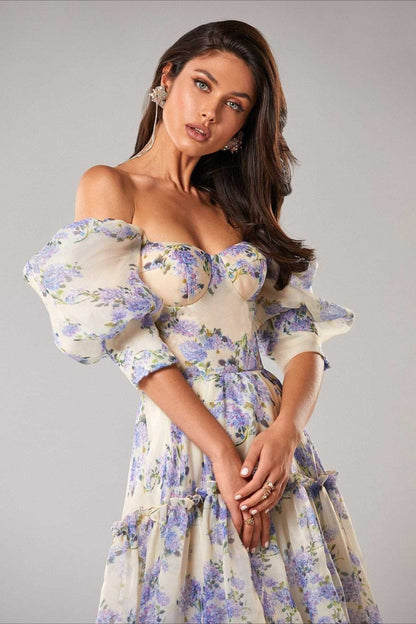 Off Shoulder Flowy Elegant Long Prom Dress