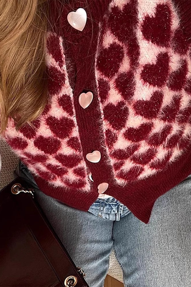 Heart Pattern Jacquard Sweater