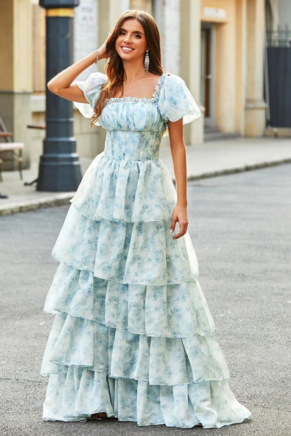 Ruffle Sleeve Tie Waist Floral Maxi Dress