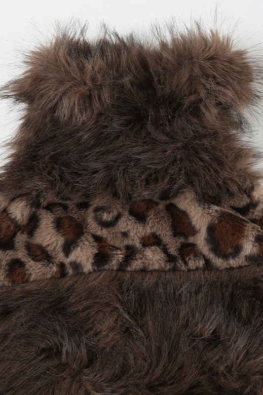 Faux Fur Collar Halter Knit Top