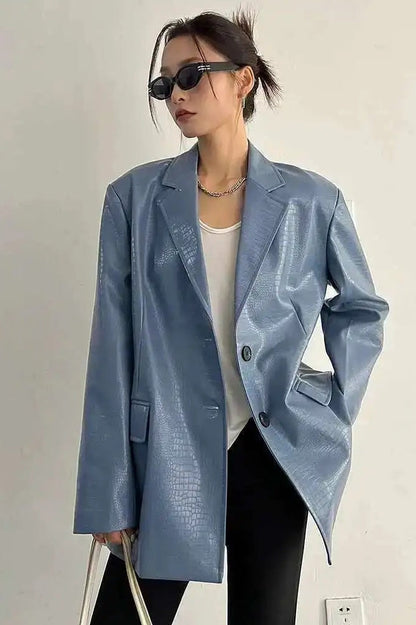 PU Leather Oversized Casual Blazer