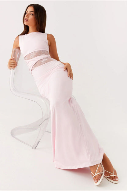 Cut Out Lace Panel Sleeveless Bodycon Dress