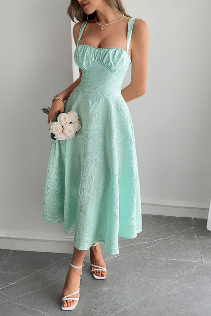 Jacquard Spaghetti Strap Cocktail Dress