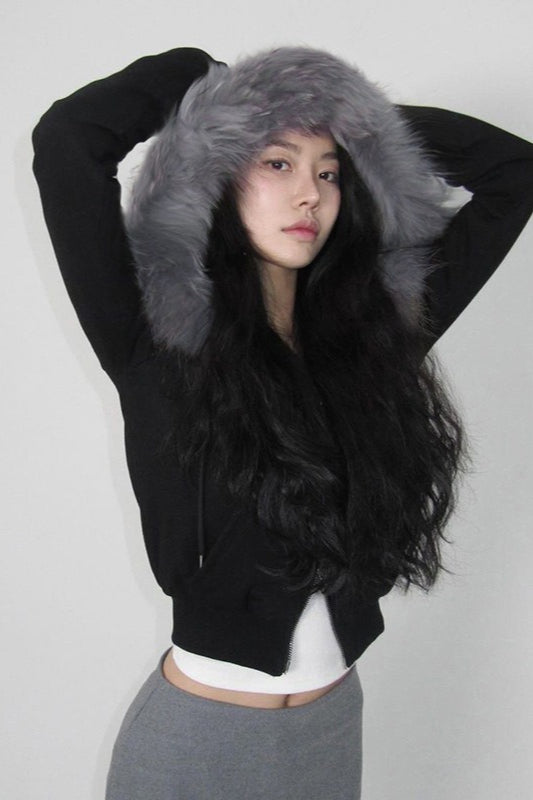 Plush Lined Cropped Zip Jacket
