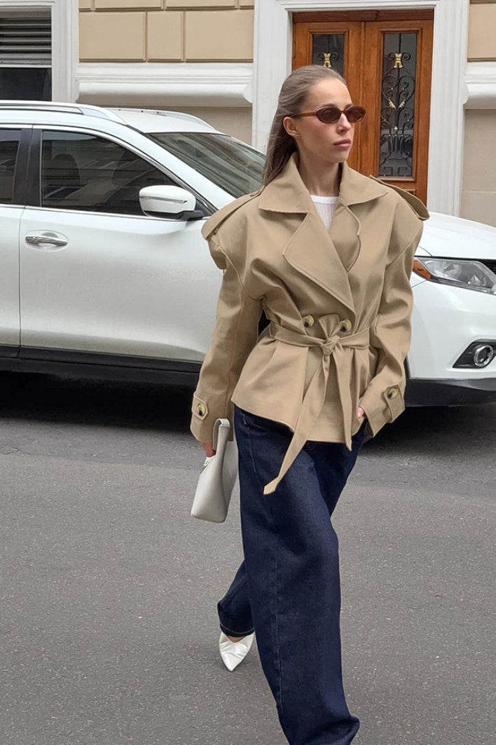 Belted Relaxed Fit Long Sleeve Coat