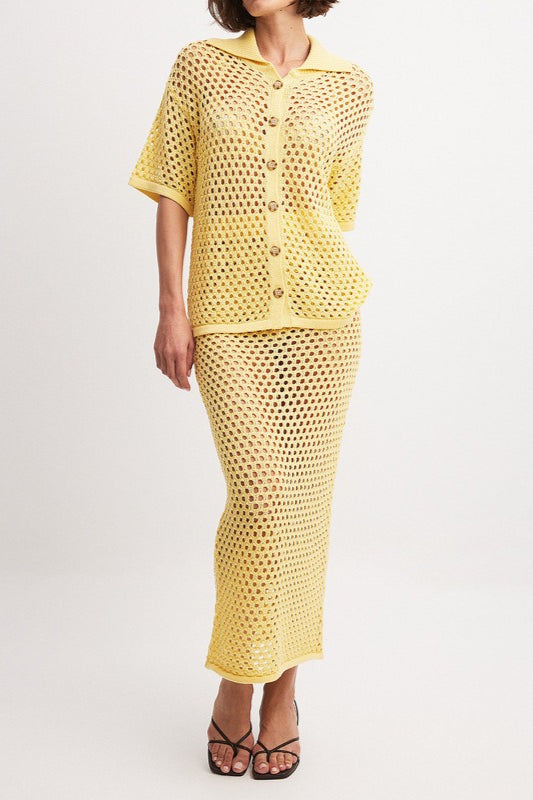 Crochet Hollow Fishnet Beach Skirt Set