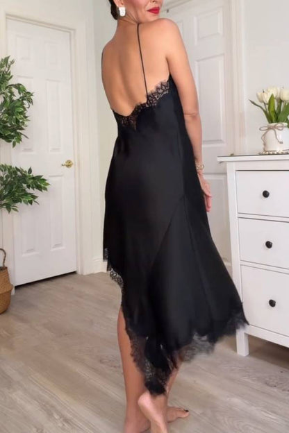 Halter Neck Lace Patchwork Dress