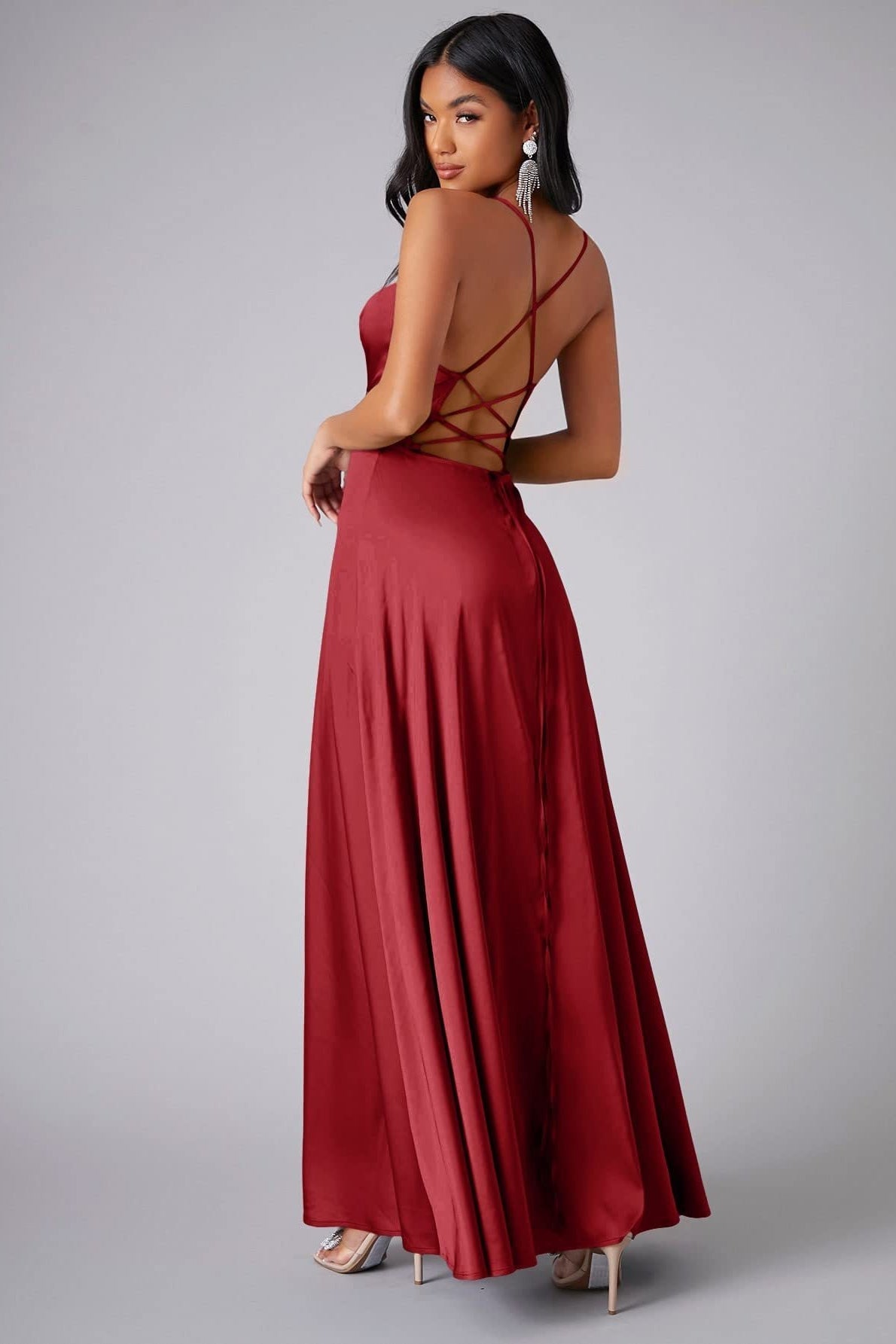 Elegant Spaghetti Strap Ruched Formal Dress