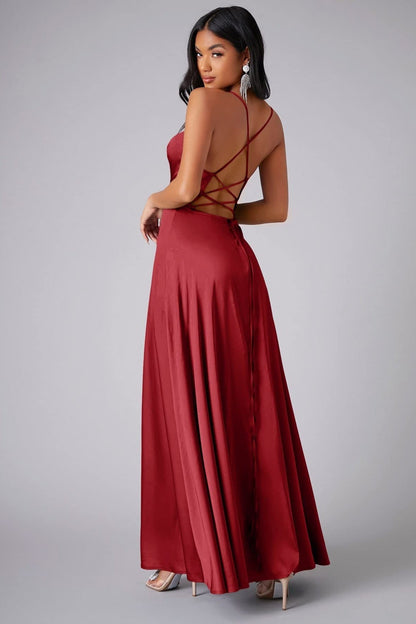 Elegant Spaghetti Strap Ruched Formal Dress