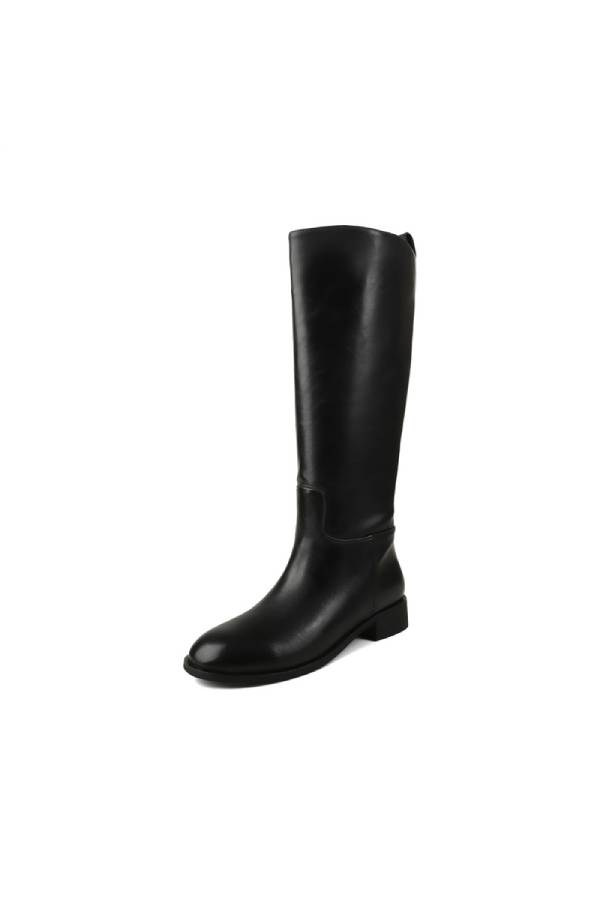 Simple leather knee-high boots