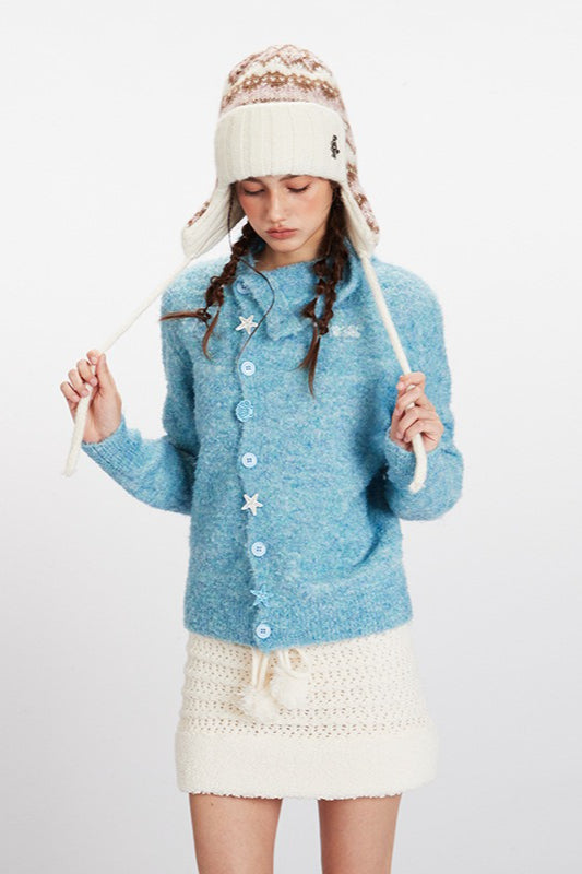 Soft High Neck Knit Cardigan
