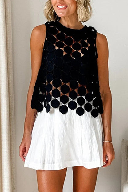 Casie See Through Circle Embroidery Elastic Waist Tassle Hem Maxi Skirt