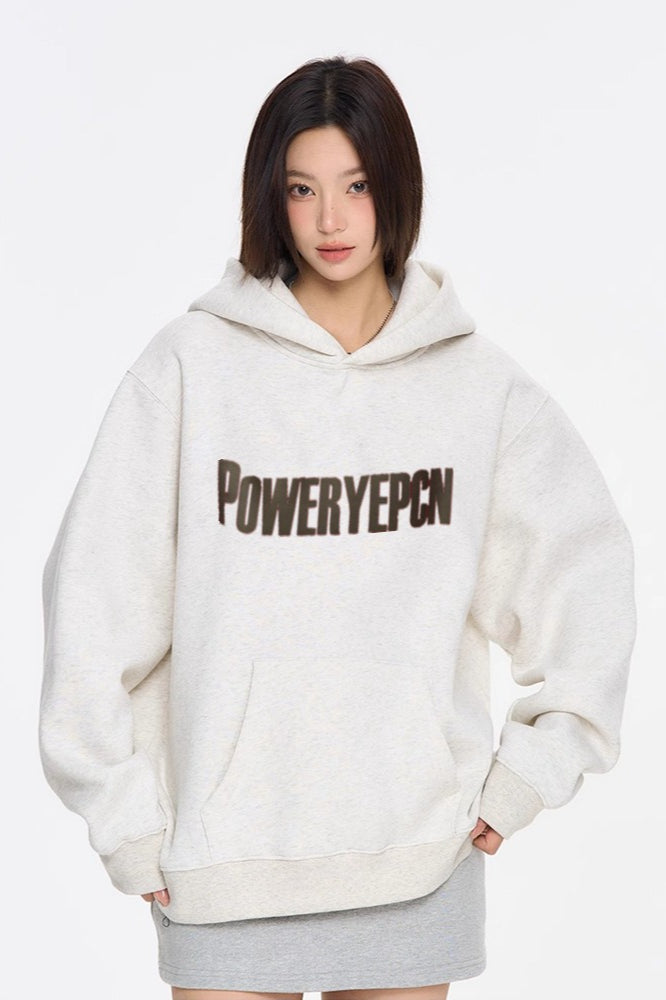 Letter Graphic Oversized Fleece Hoodie
