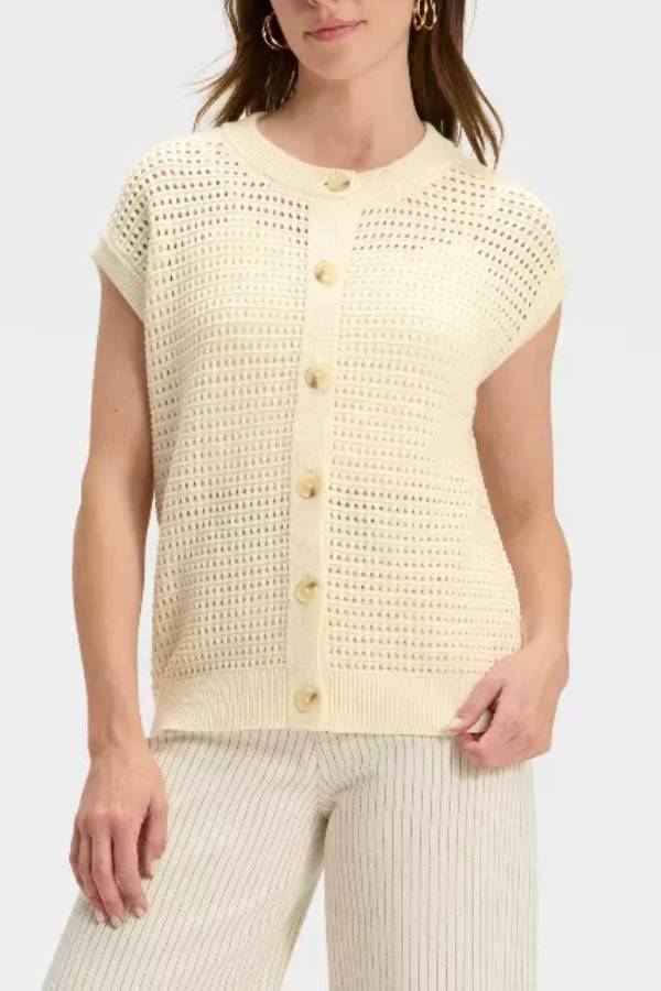Women's Pointelle Sweater Vest