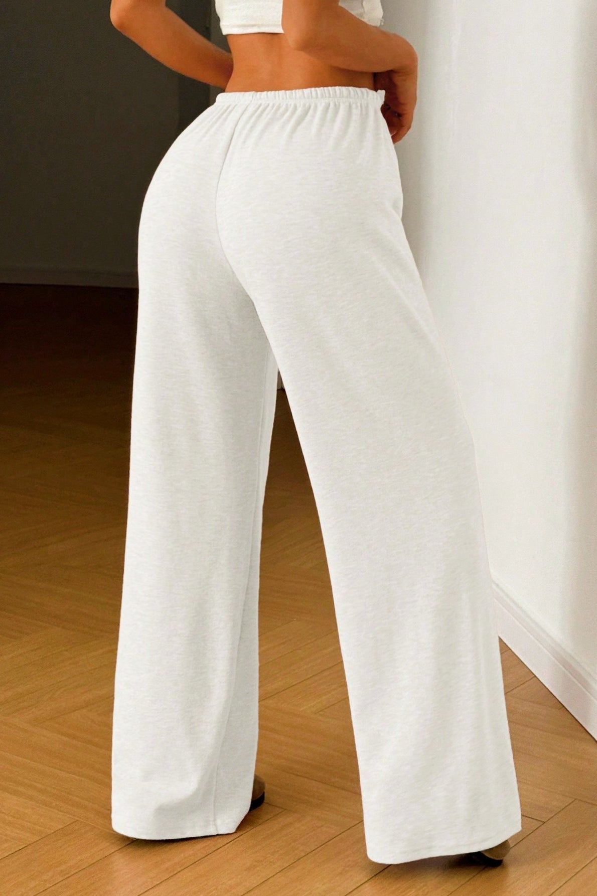 Solid Drawstring Waist Knit Pants