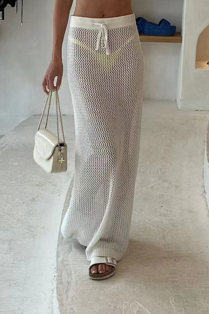 Sexy Hollow Out Sheer Knit Beach Skirt