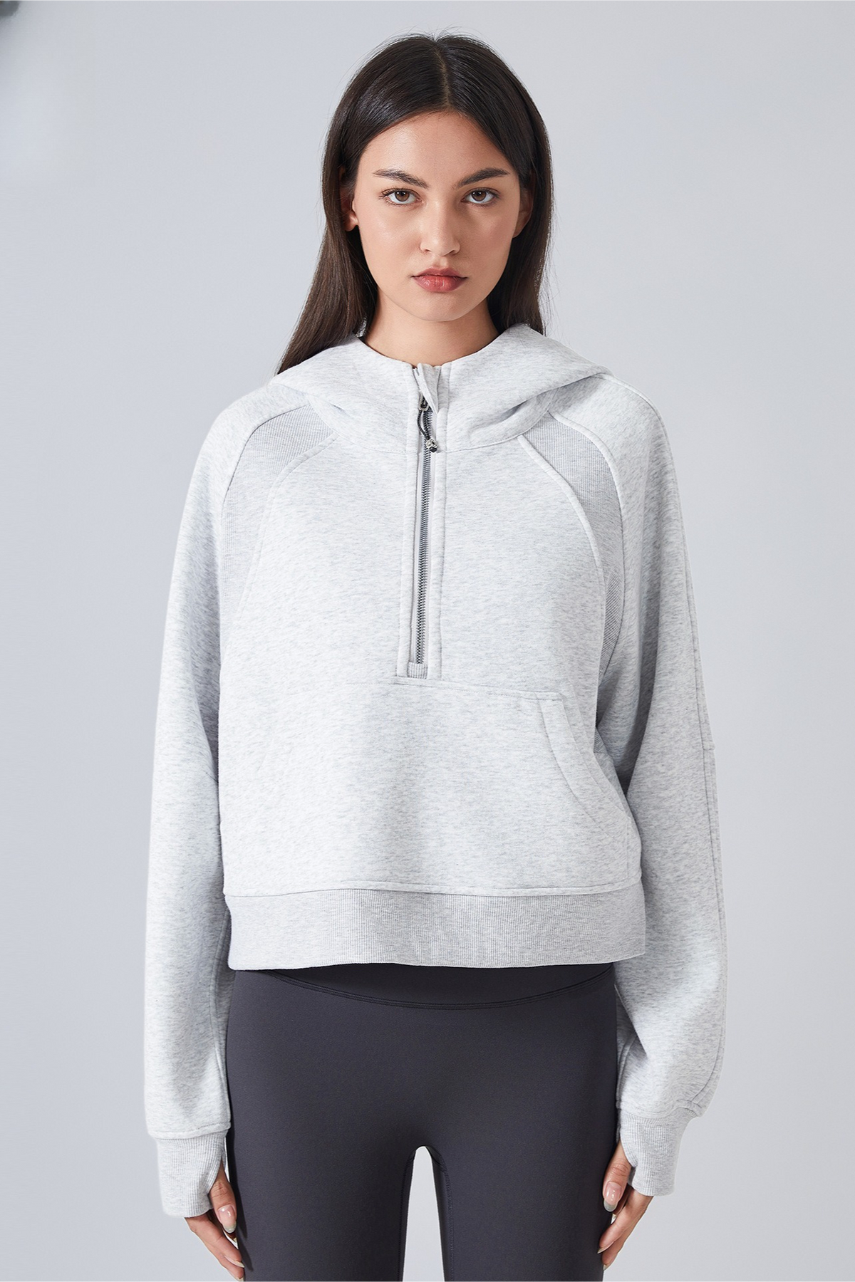 Fleece Lined Half Zip Loose Athletic Yoga Hoodie
