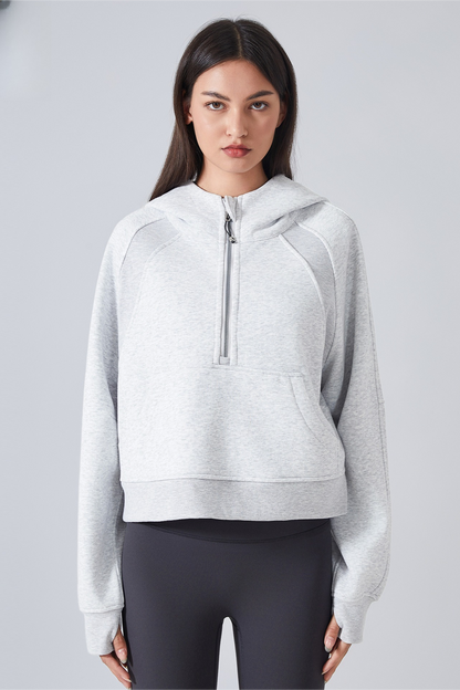 Fleece Lined Half Zip Loose Athletic Yoga Hoodie